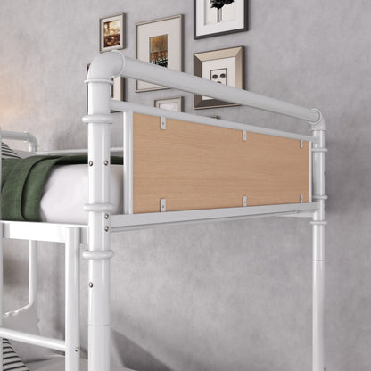 Twin XL over Twin XL Metal Bunk Bed, Industrial Detachable Bunkbeds with Safety Guard Rails for Teens, White(Expect Arrival Date 2025/6/18) - 1st Choice Furniture Direct