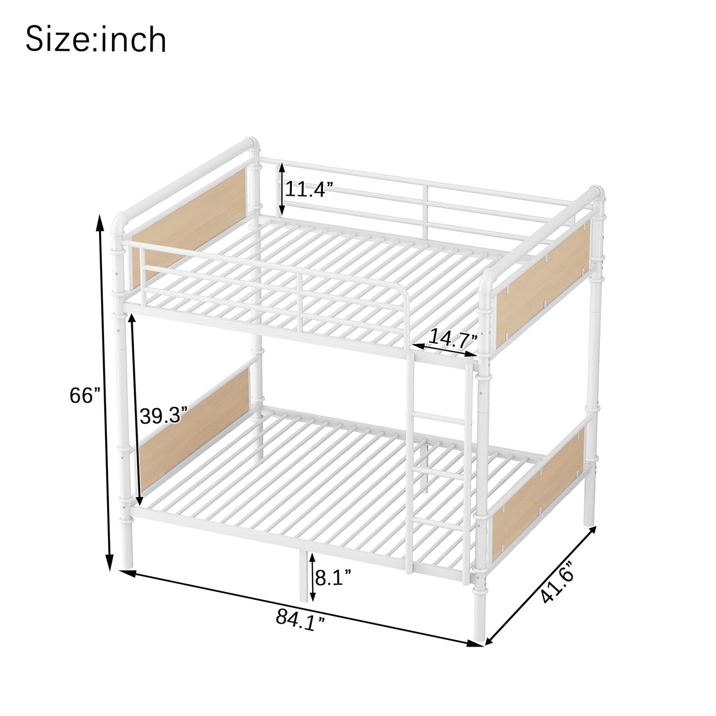 Twin XL over Twin XL Metal Bunk Bed, Industrial Detachable Bunkbeds with Safety Guard Rails for Teens, White(Expect Arrival Date 2025/6/18) - 1st Choice Furniture Direct