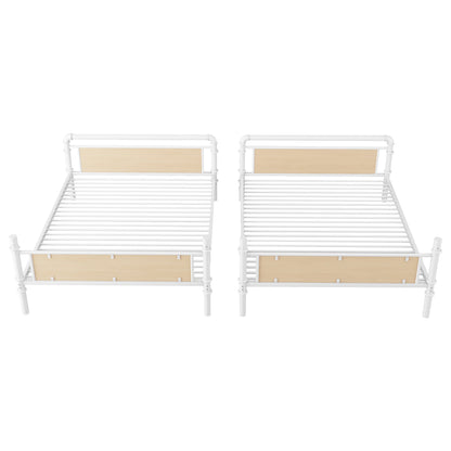 Twin XL over Twin XL Metal Bunk Bed, Industrial Detachable Bunkbeds with Safety Guard Rails for Teens, White(Expect Arrival Date 2025/6/18) - 1st Choice Furniture Direct