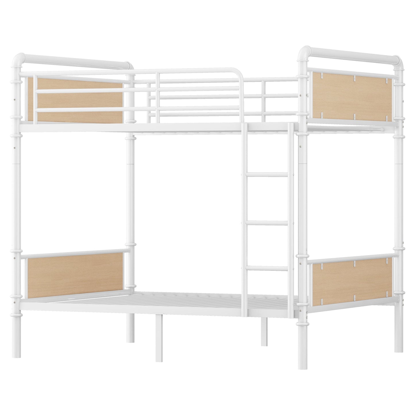 Twin XL over Twin XL Metal Bunk Bed, Industrial Detachable Bunkbeds with Safety Guard Rails for Teens, White(Expect Arrival Date 2025/6/18) - 1st Choice Furniture Direct
