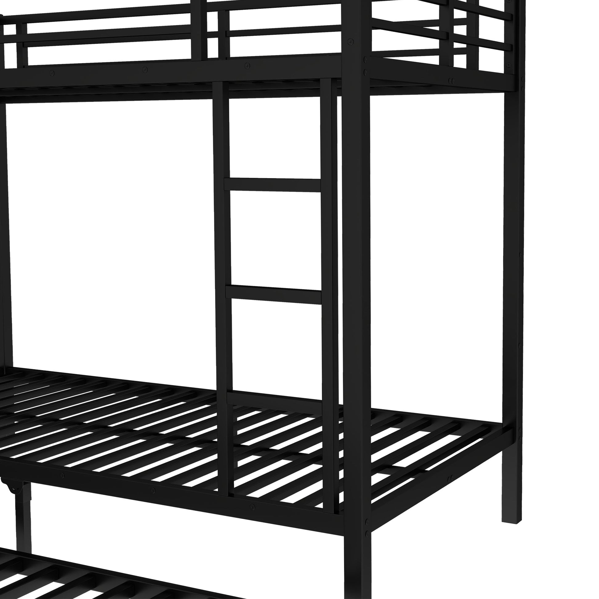 Twin XL over Twin XL Metal Bunk Bed with Twin Size Trundle, Black - 1st Choice Furniture Direct