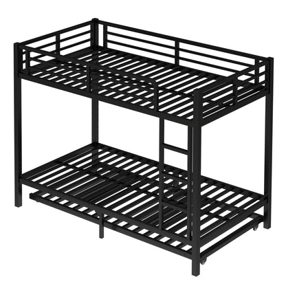 Twin XL over Twin XL Metal Bunk Bed with Twin Size Trundle, Black - 1st Choice Furniture Direct