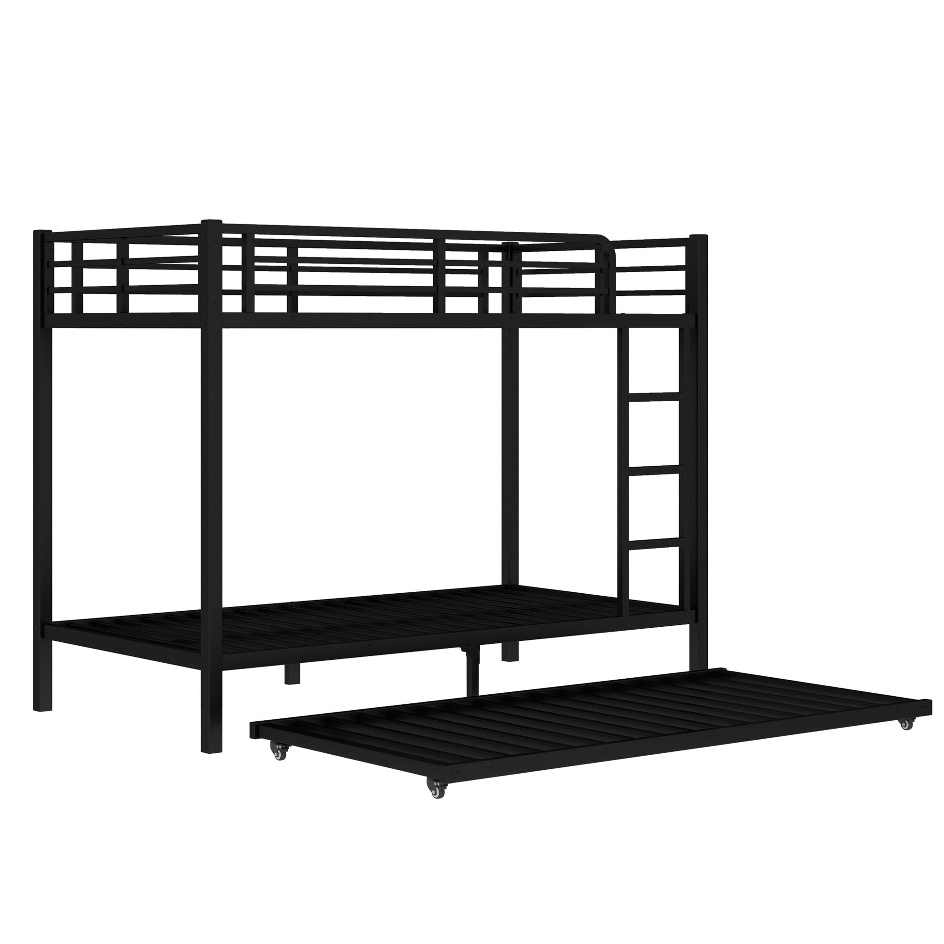 Twin XL over Twin XL Metal Bunk Bed with Twin Size Trundle, Black - 1st Choice Furniture Direct