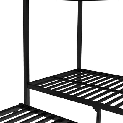 Twin XL over Twin XL Metal Bunk Bed with Twin Size Trundle, Black - 1st Choice Furniture Direct