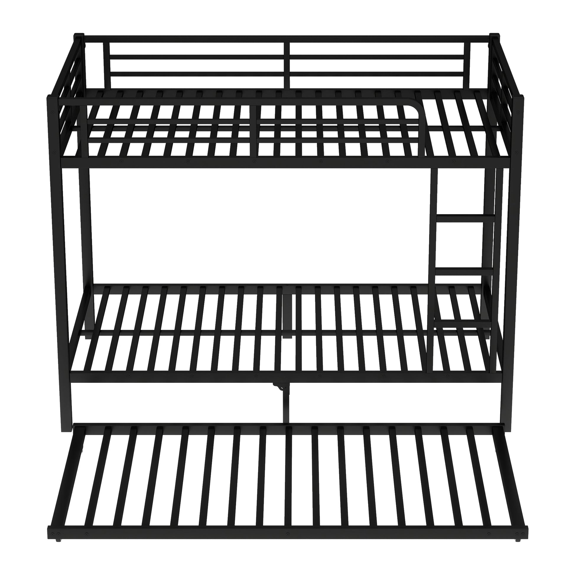 Twin XL over Twin XL Metal Bunk Bed with Twin Size Trundle, Black - 1st Choice Furniture Direct