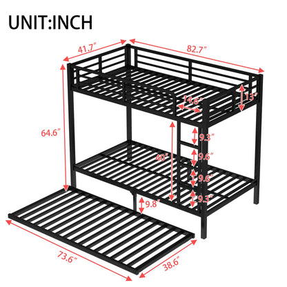 Twin XL over Twin XL Metal Bunk Bed with Twin Size Trundle, Black - 1st Choice Furniture Direct