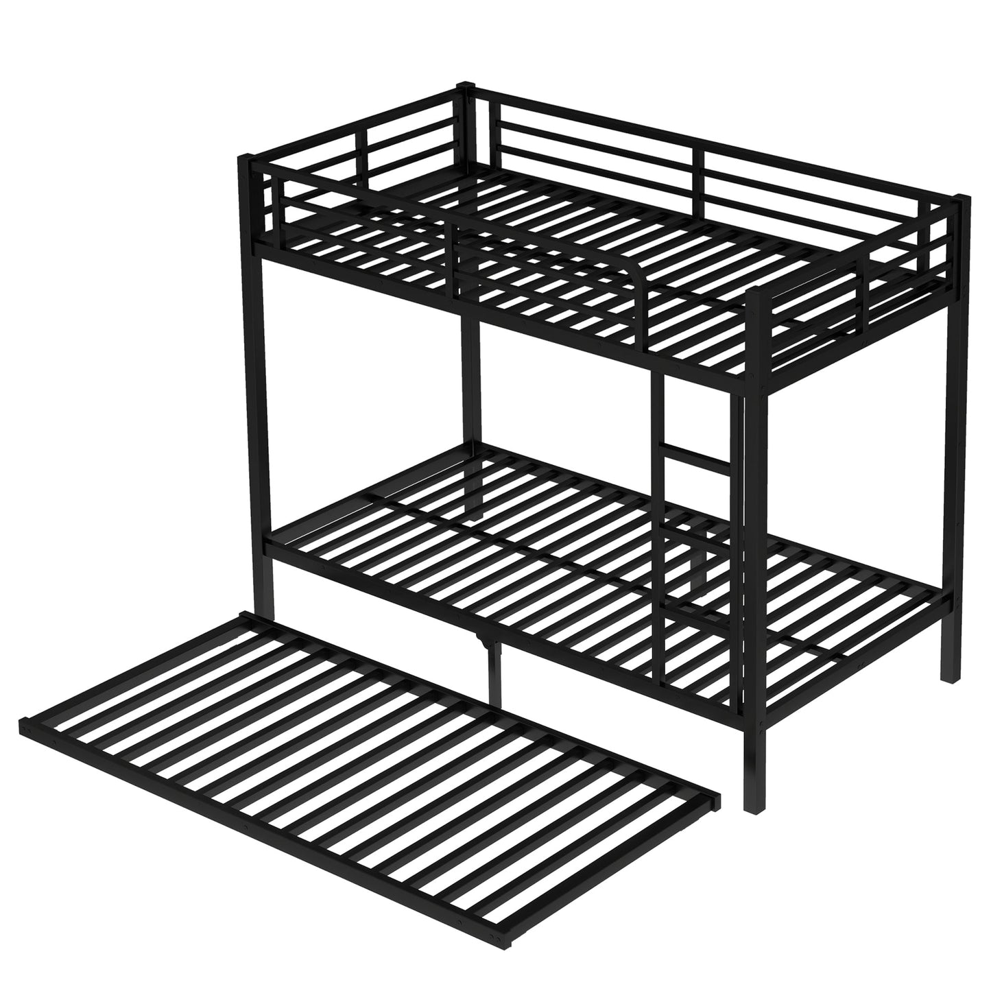 Twin XL over Twin XL Metal Bunk Bed with Twin Size Trundle, Black - 1st Choice Furniture Direct