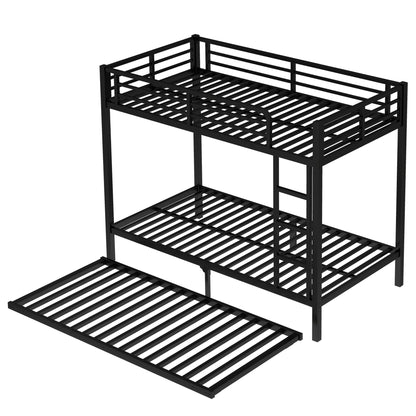 Twin XL over Twin XL Metal Bunk Bed with Twin Size Trundle, Black - 1st Choice Furniture Direct