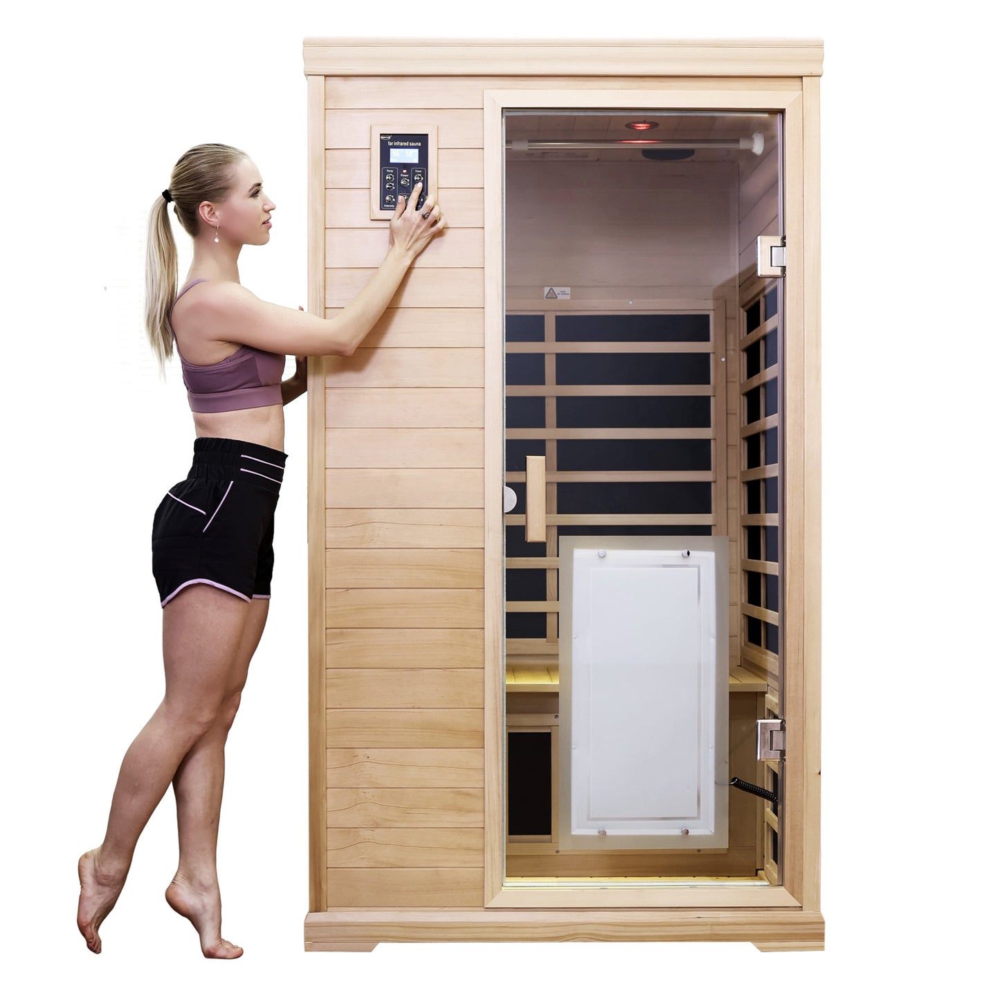 Two - Person Far - Infrared Hemlock Indoor Sauna Room with Bluetooth and LED Lights - 1st Choice Furniture Direct