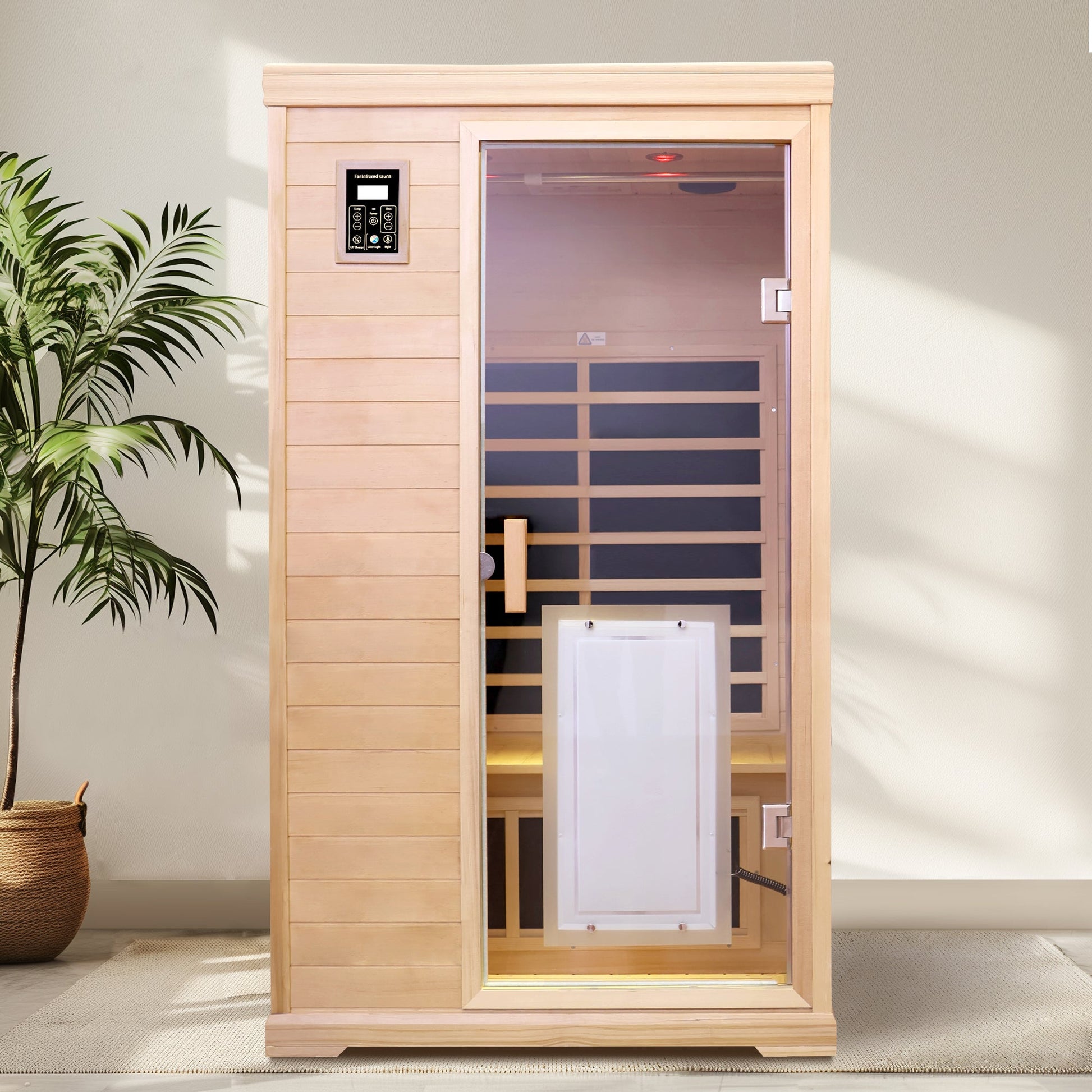 Two - Person Far - Infrared Hemlock Indoor Sauna Room with Bluetooth and LED Lights - 1st Choice Furniture Direct