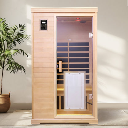 Two - Person Far - Infrared Hemlock Indoor Sauna Room with Bluetooth and LED Lights - 1st Choice Furniture Direct