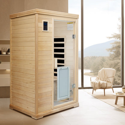 Two - Person Far - Infrared Hemlock Indoor Sauna Room with Bluetooth and LED Lights - 1st Choice Furniture Direct