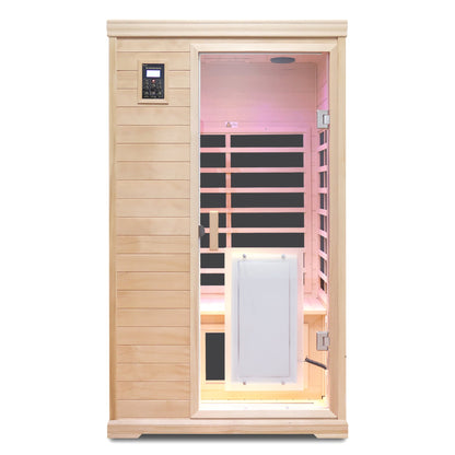 Two - Person Far - Infrared Hemlock Indoor Sauna Room with Bluetooth and LED Lights - 1st Choice Furniture Direct