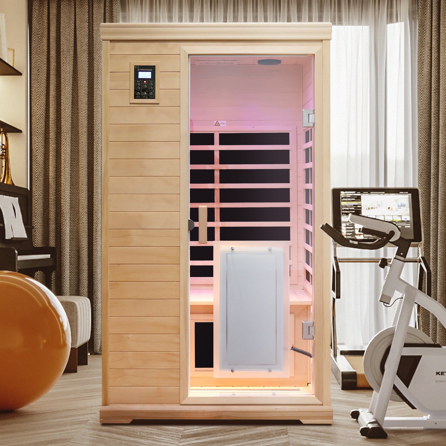 Two - Person Far - Infrared Hemlock Indoor Sauna Room with Bluetooth and LED Lights - 1st Choice Furniture Direct