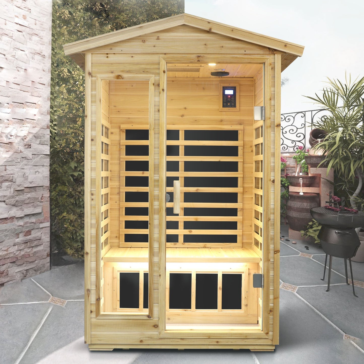 Two person Far infrared old fir outdoor sauna room - 1st Choice Furniture Direct