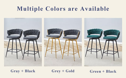 Two sets of swivel bar stools with breathable cotton and linen soft cushions, electroplated metal frames without rust, suitable for restaurant and bar use, as well as for casual seating in living room - 1st Choice Furniture Direct