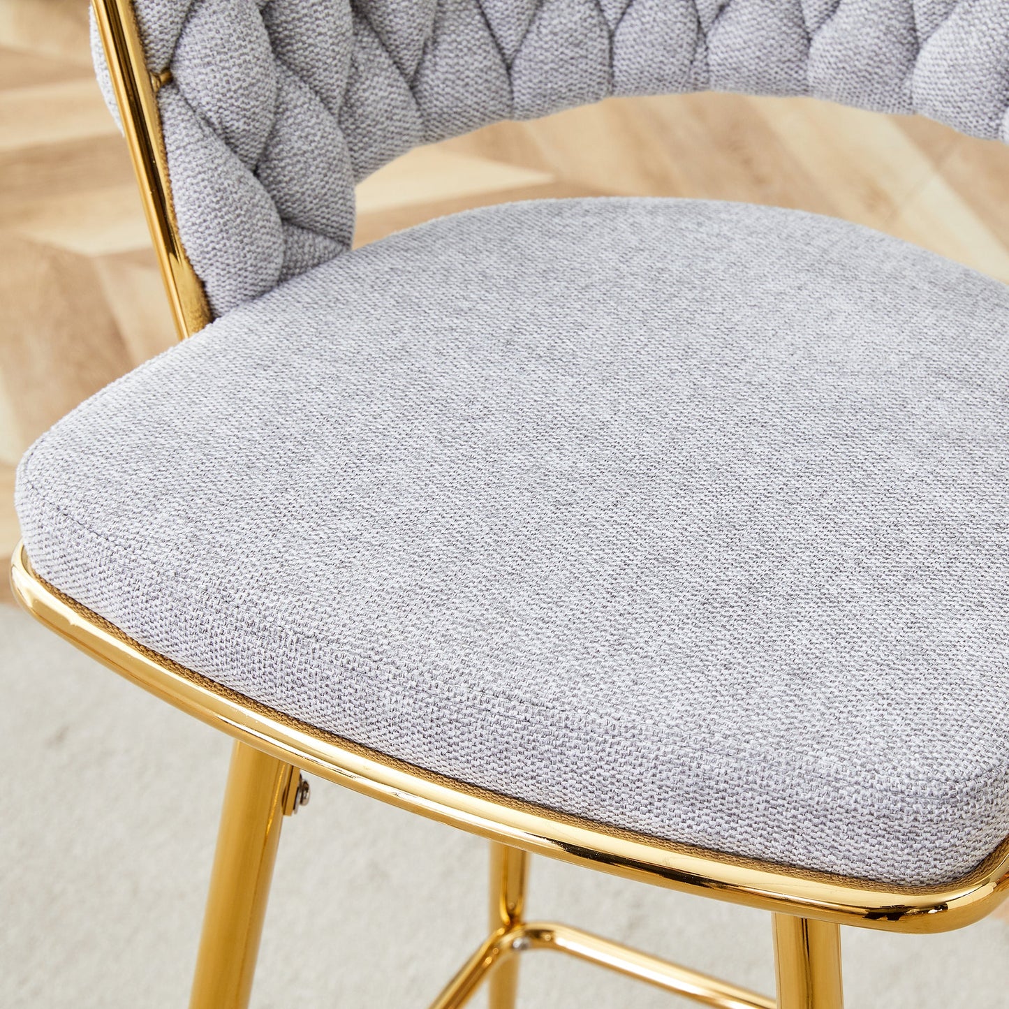 Two sets of swivel bar stools with breathable cotton and linen soft cushions, electroplated metal frames without rust, suitable for restaurant and bar use, as well as for casual seating in living room - 1st Choice Furniture Direct