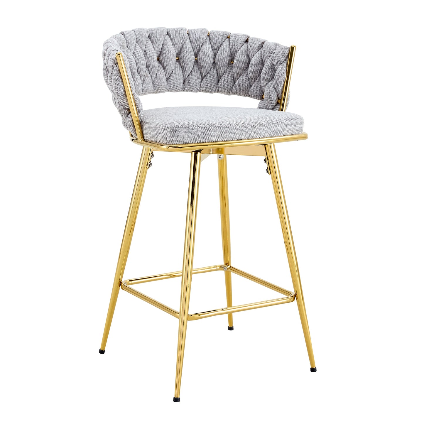 Two sets of swivel bar stools with breathable cotton and linen soft cushions, electroplated metal frames without rust, suitable for restaurant and bar use, as well as for casual seating in living room - 1st Choice Furniture Direct