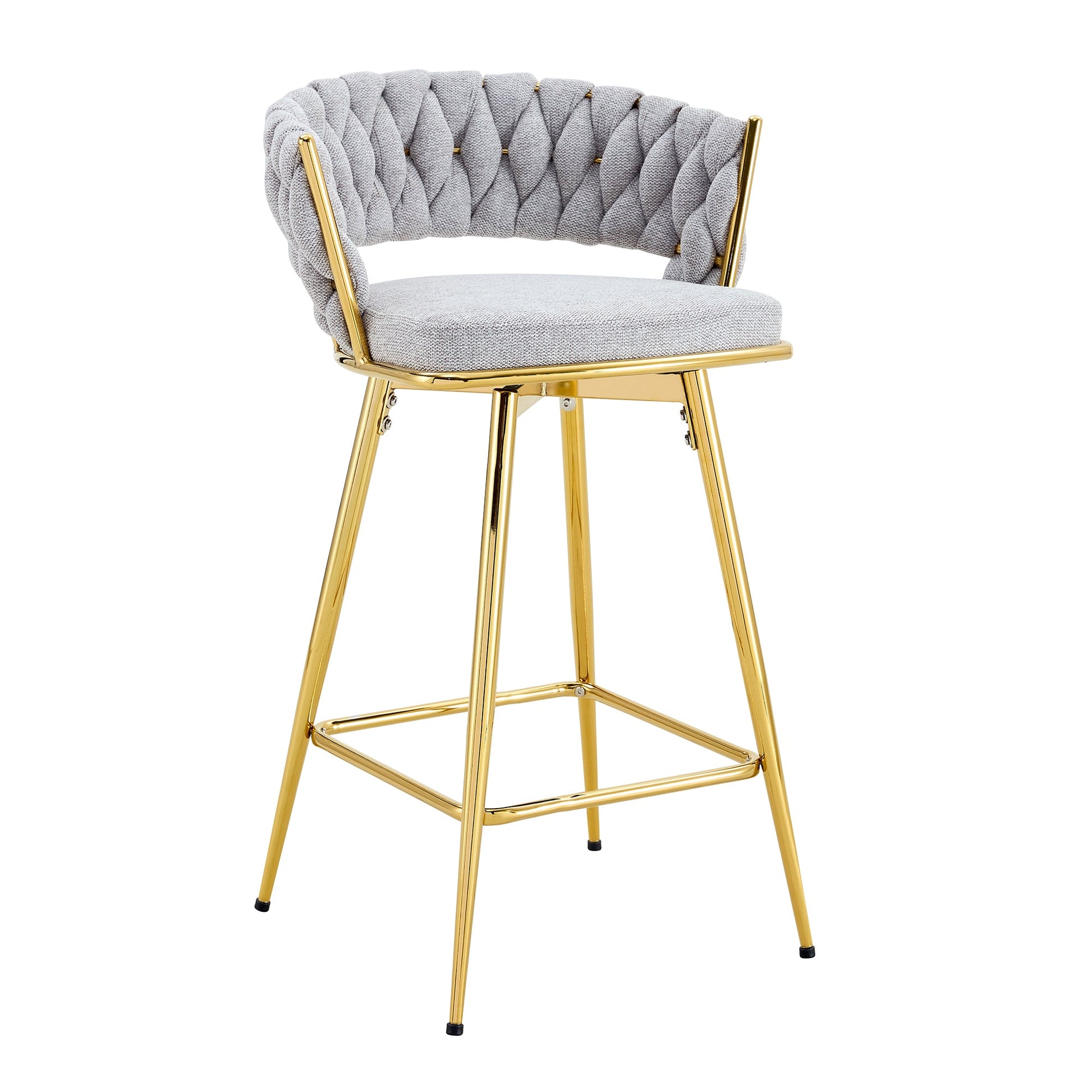 Two sets of swivel bar stools with breathable cotton and linen soft cushions, electroplated metal frames without rust, suitable for restaurant and bar use, as well as for casual seating in living room - 1st Choice Furniture Direct