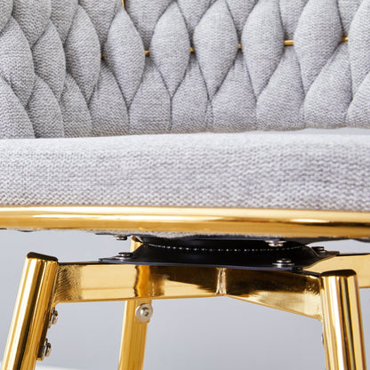 Two sets of swivel bar stools with breathable cotton and linen soft cushions, electroplated metal frames without rust, suitable for restaurant and bar use, as well as for casual seating in living room - 1st Choice Furniture Direct