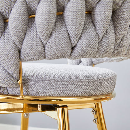Two sets of swivel bar stools with breathable cotton and linen soft cushions, electroplated metal frames without rust, suitable for restaurant and bar use, as well as for casual seating in living room - 1st Choice Furniture Direct