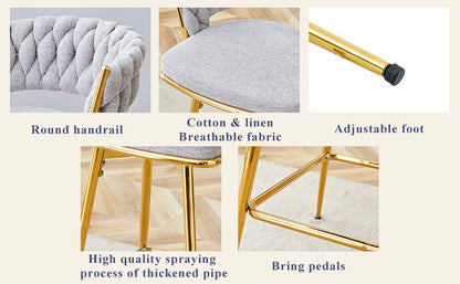 Two sets of swivel bar stools with breathable cotton and linen soft cushions, electroplated metal frames without rust, suitable for restaurant and bar use, as well as for casual seating in living room - 1st Choice Furniture Direct