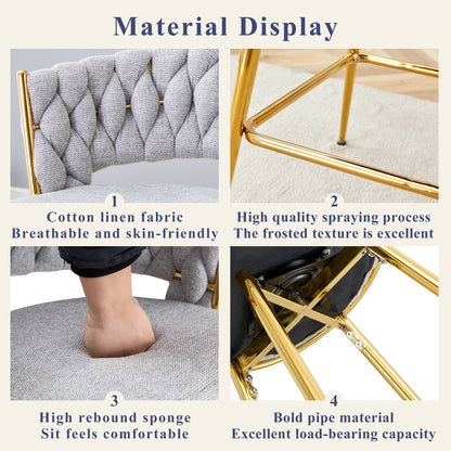 Two sets of swivel bar stools with breathable cotton and linen soft cushions, electroplated metal frames without rust, suitable for restaurant and bar use, as well as for casual seating in living room - 1st Choice Furniture Direct