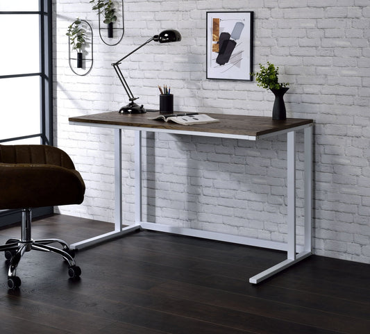Tyrese Walnut & White Finish Writing Desk W/USB - 1st Choice Furniture Direct