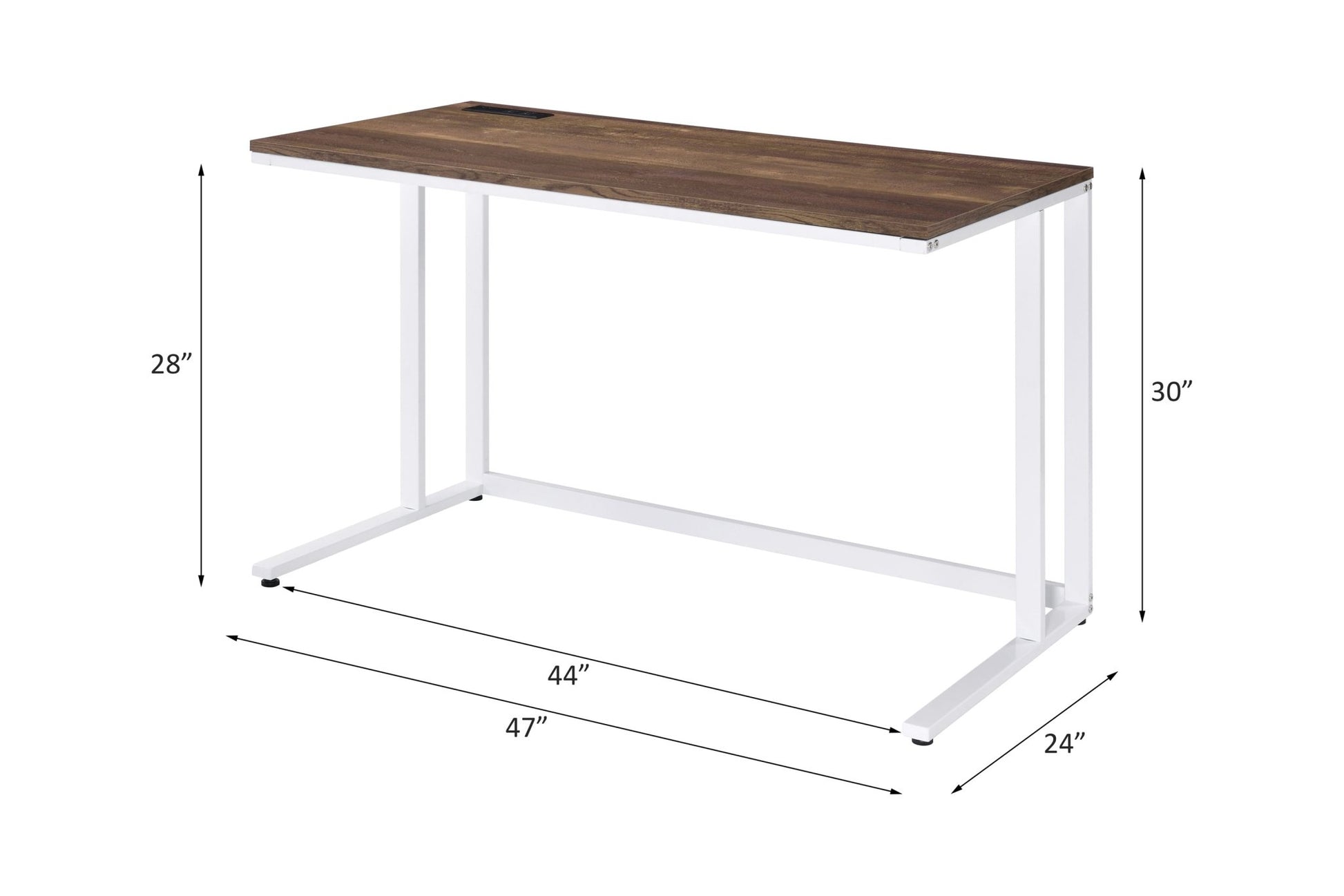 Tyrese Walnut & White Finish Writing Desk W/USB - 1st Choice Furniture Direct