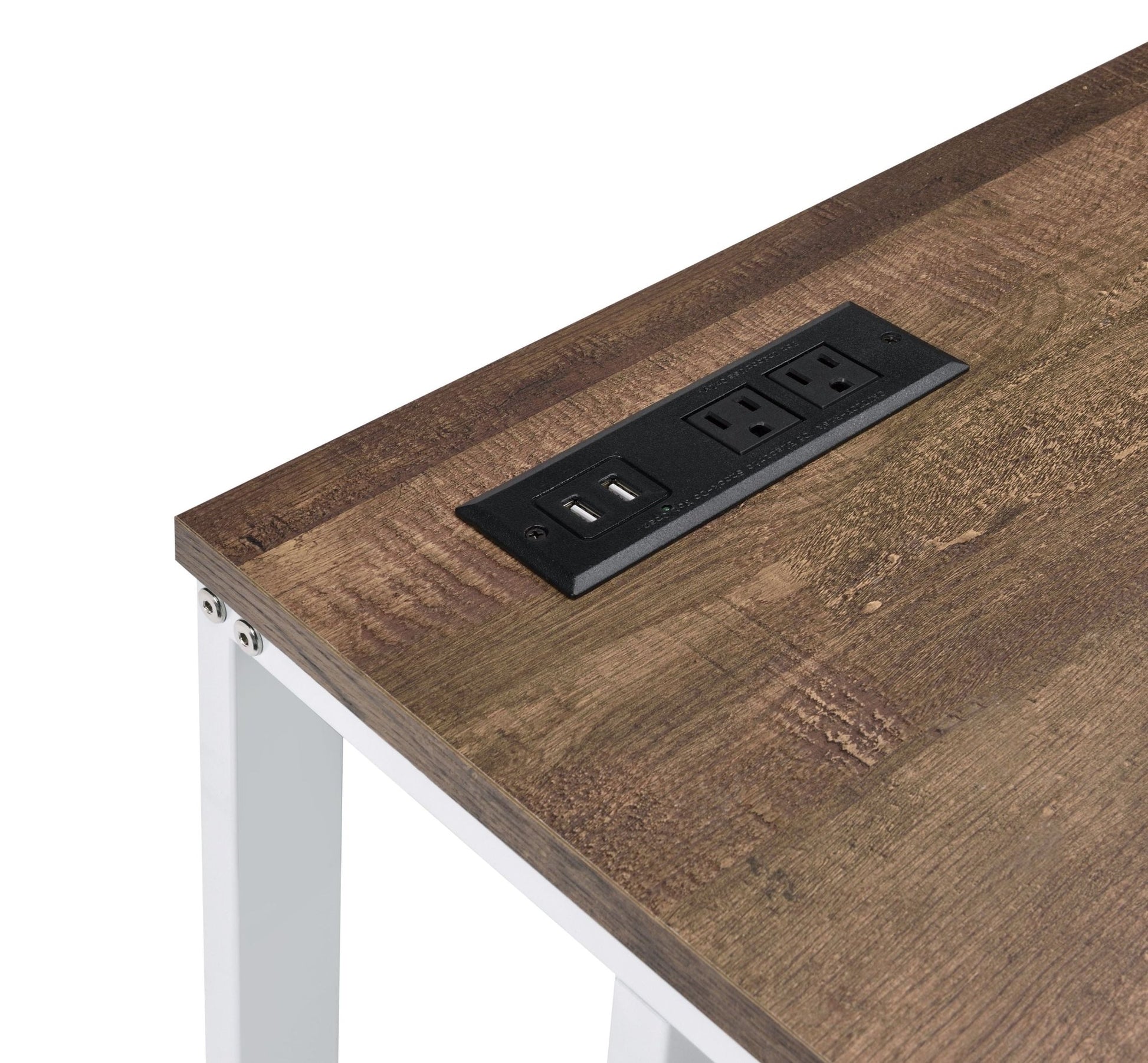 Tyrese Walnut & White Finish Writing Desk W/USB - 1st Choice Furniture Direct