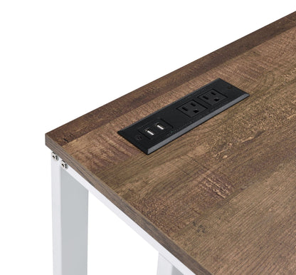 Tyrese Walnut & White Finish Writing Desk W/USB - 1st Choice Furniture Direct