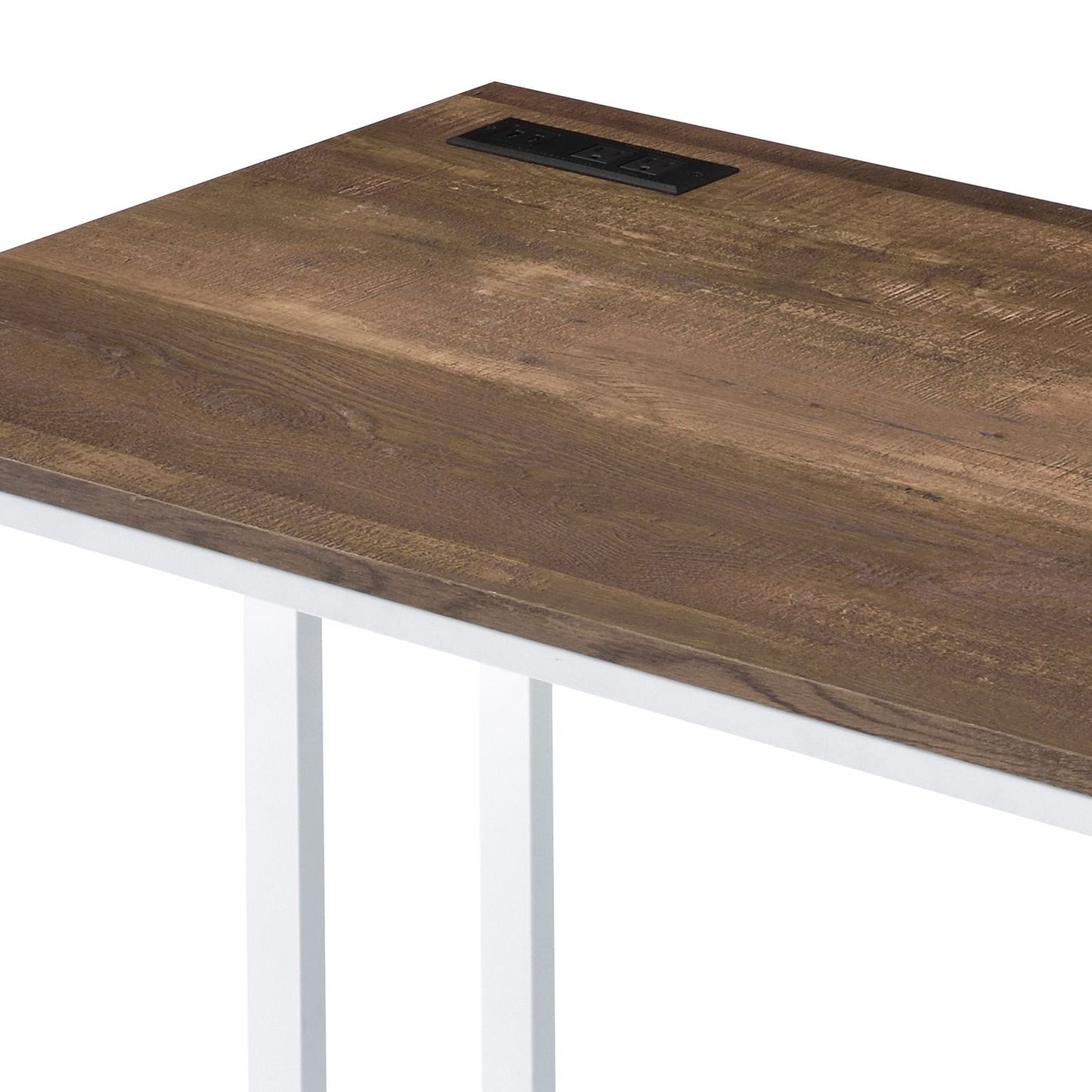 Tyrese Walnut & White Finish Writing Desk W/USB - 1st Choice Furniture Direct