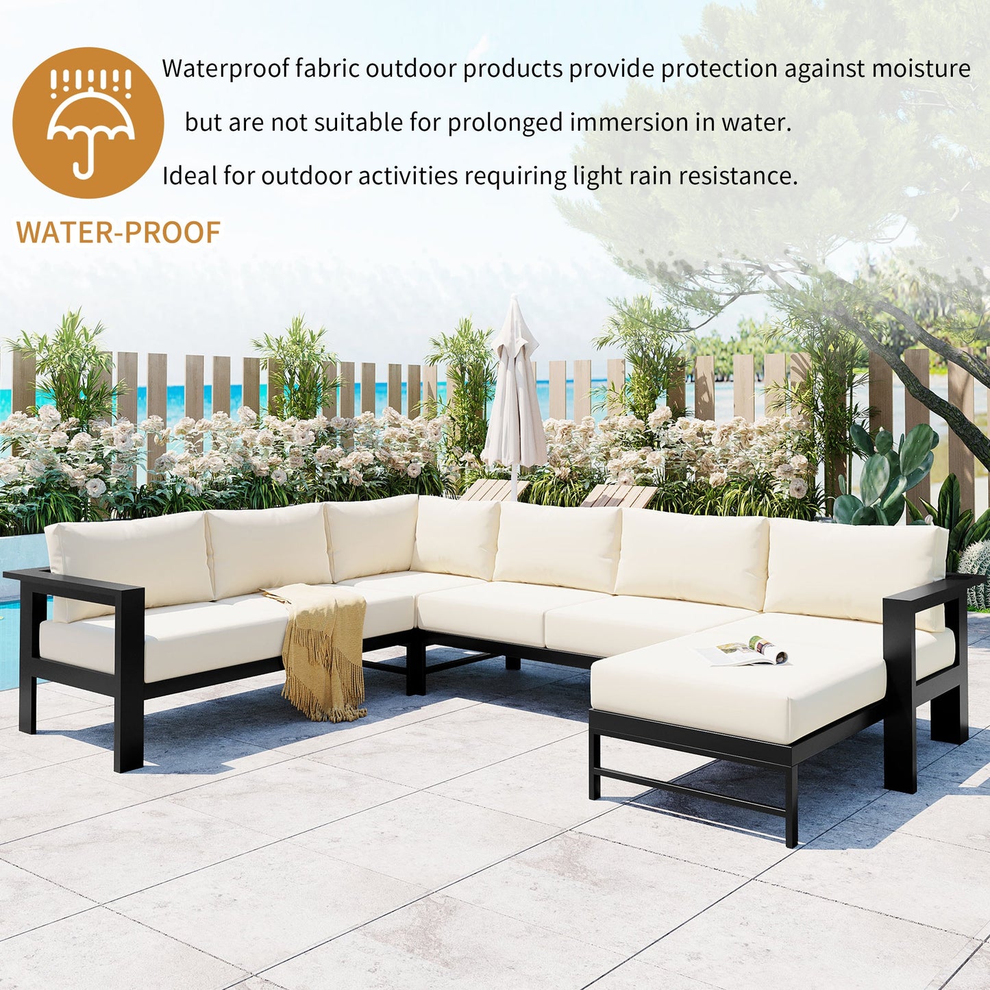 U - shaped multi - person outdoor sofa set, suitable for gardens, backyards, and balconies. - 1st Choice Furniture Direct