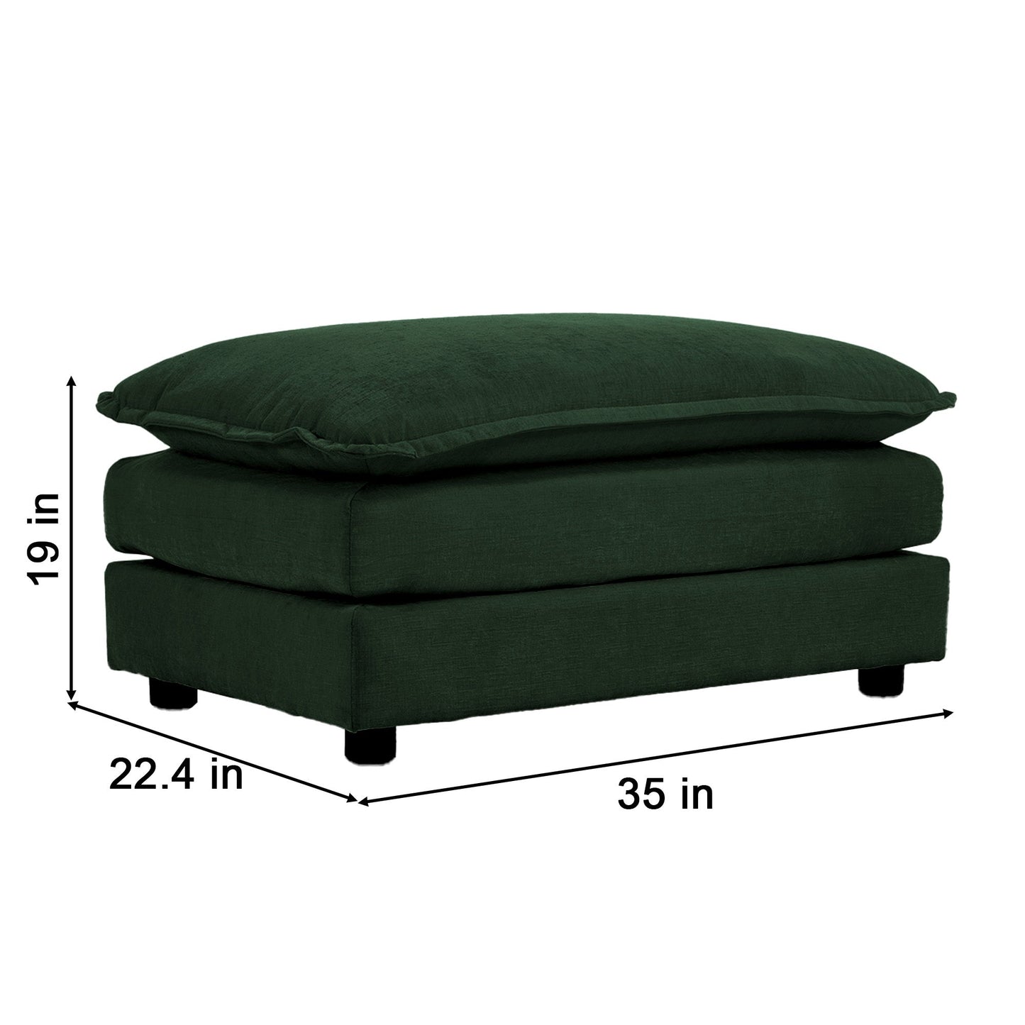 U - Shaped Sectional Sofa w/Reversible Footrest, 5 - Seater Convertible Corner Couch with 2 Ottomans ,Modern Minimalist Soft Sofa & Couch for Living Room , Green Chenille - 1st Choice Furniture Direct