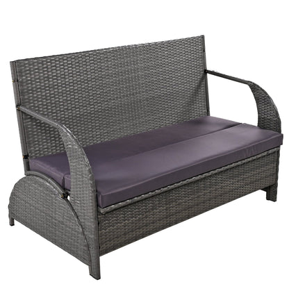 U_STYLE 2 - in - 1 Convertible Picnic Upholstered Bench Table,57.1' Outdoor Loveseat,Portable Picnic Table Couch,Convertible To 4 Seats&1 Table,For Garden,Lawn,Backyard,Porch,Patio - 1st Choice Furniture Direct