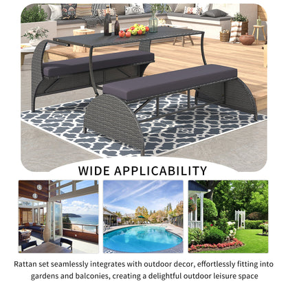 U_STYLE 2 - in - 1 Convertible Picnic Upholstered Bench Table,57.1' Outdoor Loveseat,Portable Picnic Table Couch,Convertible To 4 Seats&1 Table,For Garden,Lawn,Backyard,Porch,Patio - 1st Choice Furniture Direct