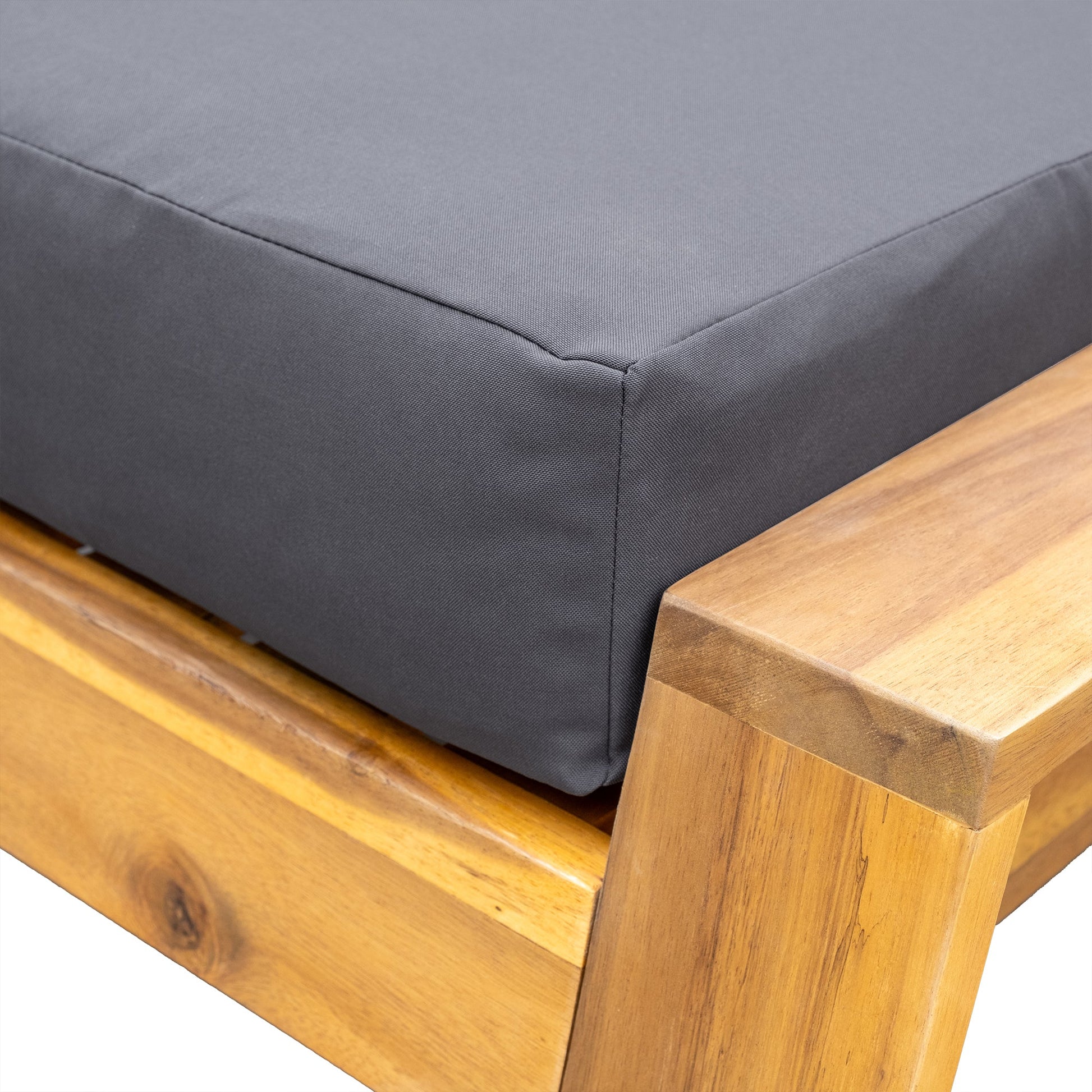 U_STYLE Acacia Wood Outdoor Lounge Set - Chair and Ottoman with Removable Cushions, All - Weather Outdoor Chaise Lounge/Daybed, Perfect for Patios, Balconies, and Gardens - 1st Choice Furniture Direct