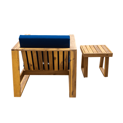 U_STYLE Acacia Wood Outdoor Lounge Set - Chair and Ottoman with Removable Cushions, All - Weather Outdoor Chaise Lounge/Daybed, Perfect for Patios, Balconies, and Gardens - 1st Choice Furniture Direct