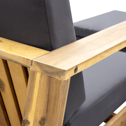 U_STYLE Acacia Wood Outdoor Lounge Set - Chair and Ottoman with Removable Cushions, All - Weather Outdoor Chaise Lounge/Daybed, Perfect for Patios, Balconies, and Gardens - 1st Choice Furniture Direct