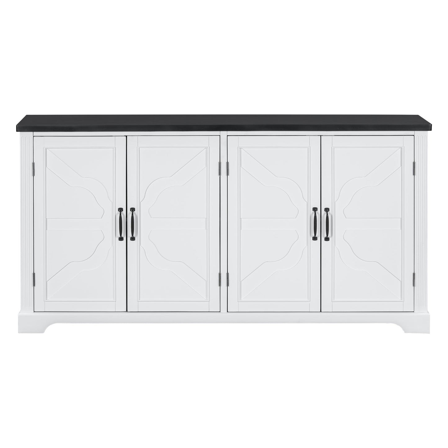 U_STYLE American Country Style Wooden Sideboard with Pine Doors and Legs, 4 Metal Handles, for Hallway Entryway Living Room Dining Room - 1st Choice Furniture Direct