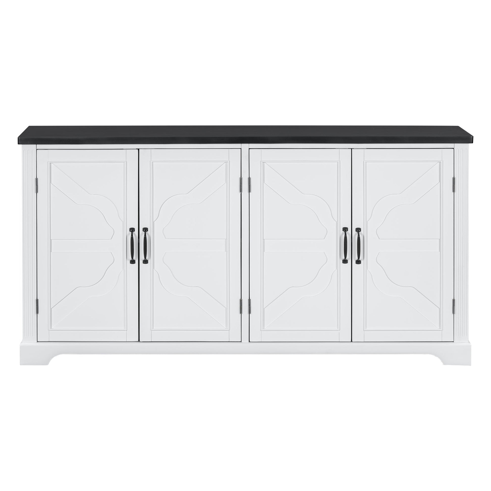 U_STYLE American Country Style Wooden Sideboard with Pine Doors and Legs, 4 Metal Handles, for Hallway Entryway Living Room Dining Room - 1st Choice Furniture Direct