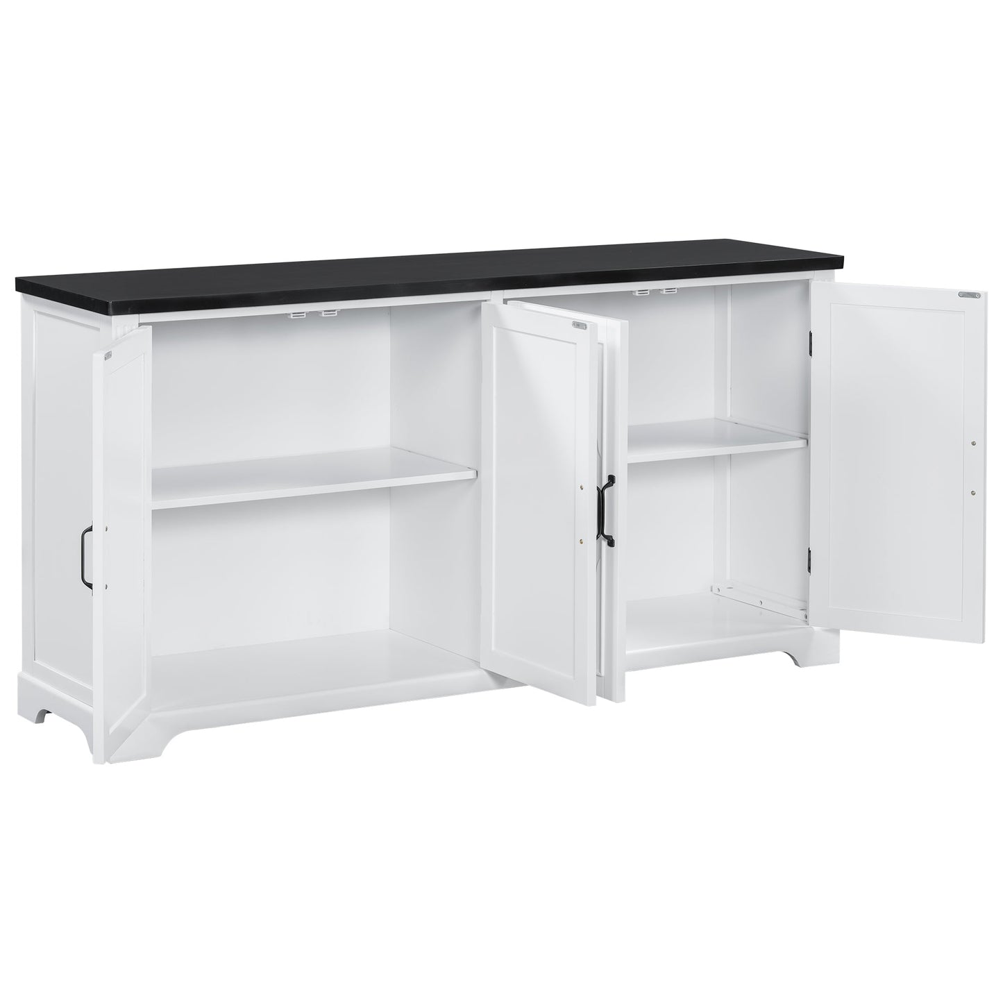 U_STYLE American Country Style Wooden Sideboard with Pine Doors and Legs, 4 Metal Handles, for Hallway Entryway Living Room Dining Room - 1st Choice Furniture Direct