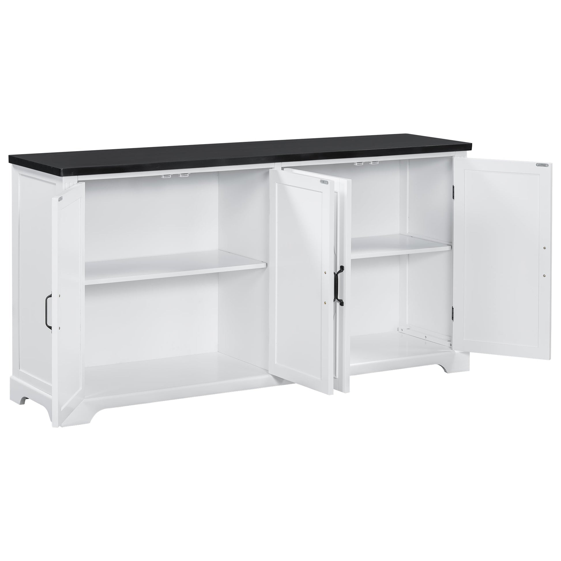 U_STYLE American Country Style Wooden Sideboard with Pine Doors and Legs, 4 Metal Handles, for Hallway Entryway Living Room Dining Room - 1st Choice Furniture Direct