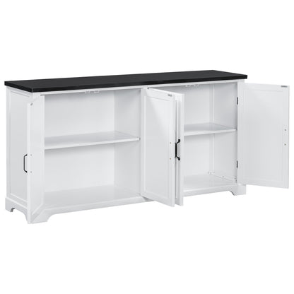 U_STYLE American Country Style Wooden Sideboard with Pine Doors and Legs, 4 Metal Handles, for Hallway Entryway Living Room Dining Room - 1st Choice Furniture Direct