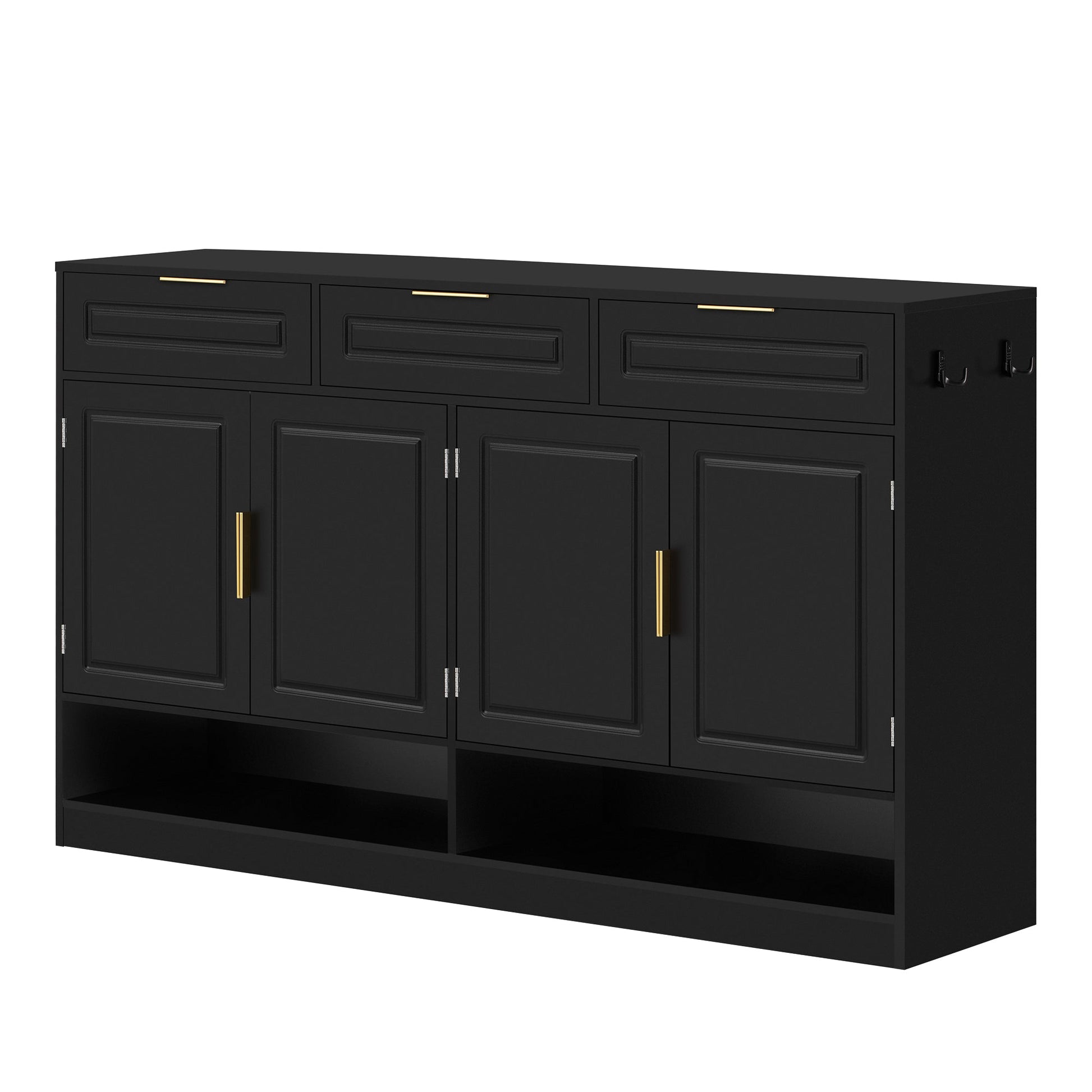 U - Style Farmhouse Sideboard with 3 Drawers & 4 Doors,59.1' Multi - Functional Storage Buffet with Adjustable Shelf and Open Storage Compartments, Suitable for Dining Room, Living Room, Entryway. - 1st Choice Furniture Direct