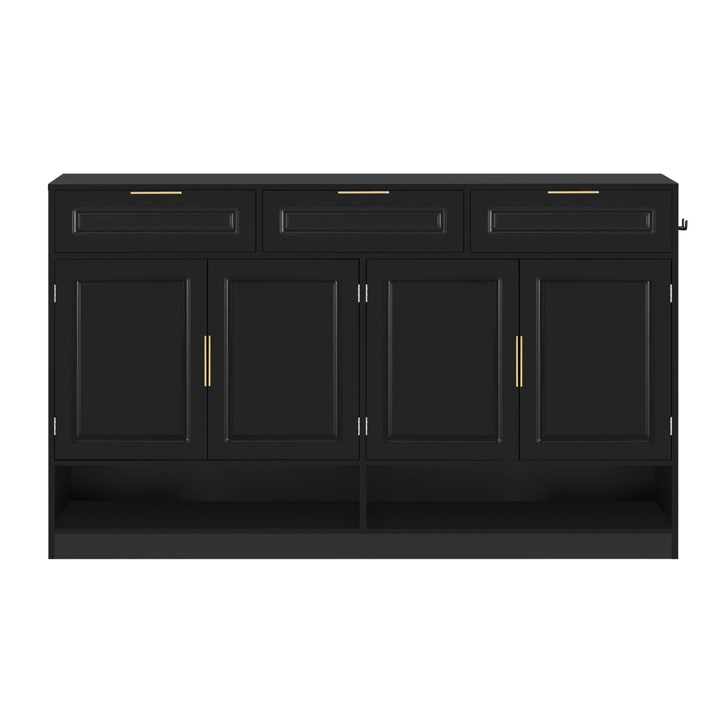 U - Style Farmhouse Sideboard with 3 Drawers & 4 Doors,59.1' Multi - Functional Storage Buffet with Adjustable Shelf and Open Storage Compartments, Suitable for Dining Room, Living Room, Entryway. - 1st Choice Furniture Direct