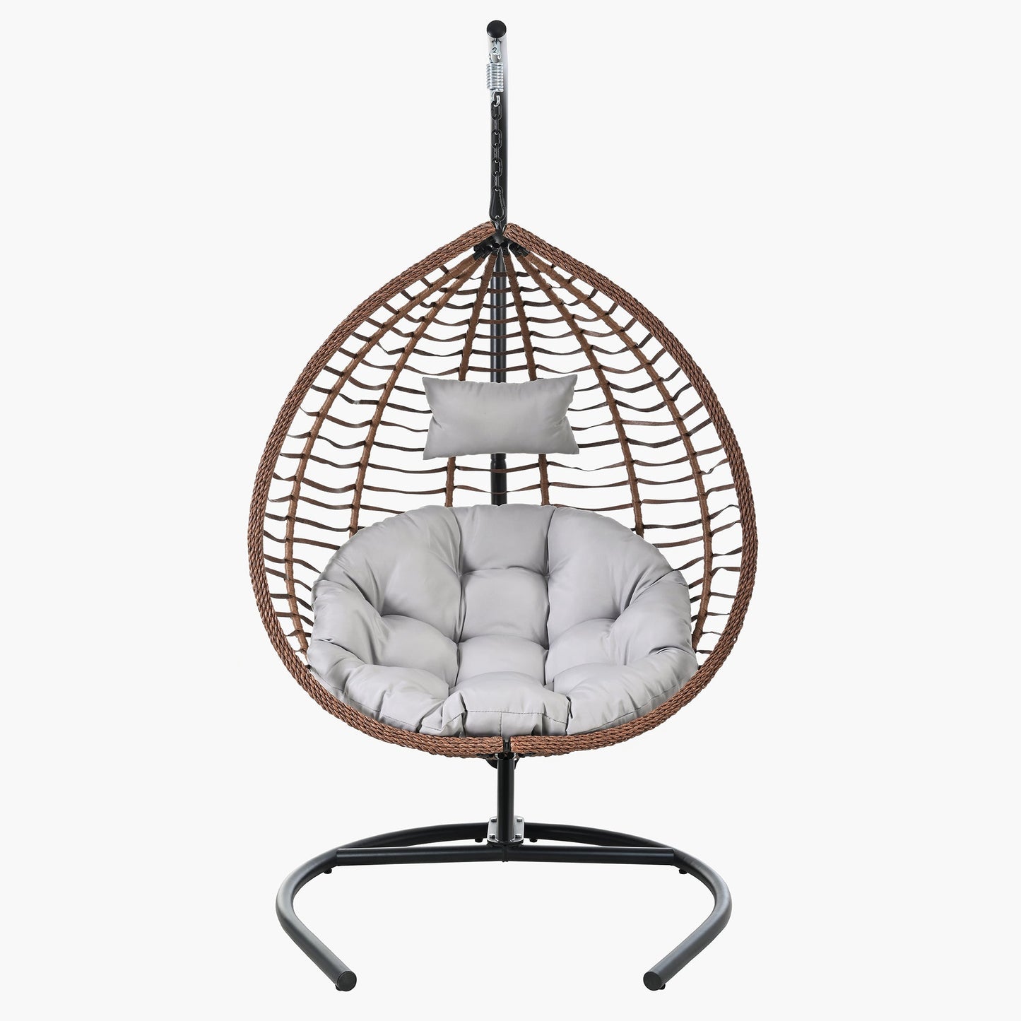 U_STYLE Indoor Outdoor Hanging Hammock Chair with Stand, Foldable Rattan Egg Swing Chair with Iron Frame and Plush Cushion & Removable Headrest,Suitable for Porch Garden,Balcony,Indoor - 1st Choice Furniture Direct
