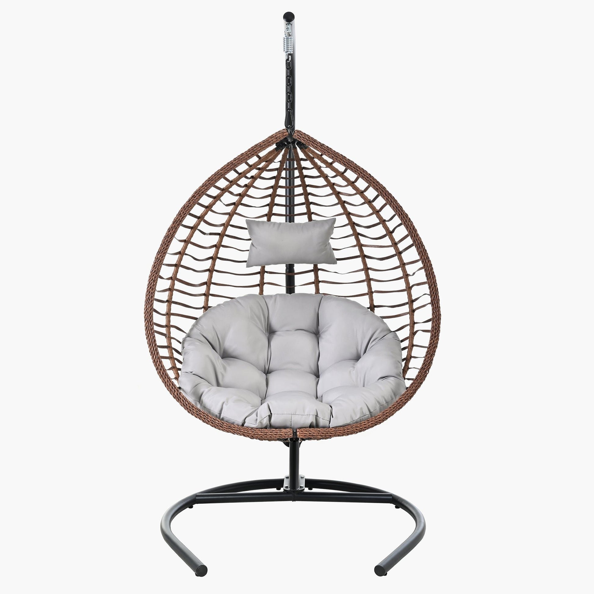 U_STYLE Indoor Outdoor Hanging Hammock Chair with Stand, Foldable Rattan Egg Swing Chair with Iron Frame and Plush Cushion & Removable Headrest,Suitable for Porch Garden,Balcony,Indoor - 1st Choice Furniture Direct