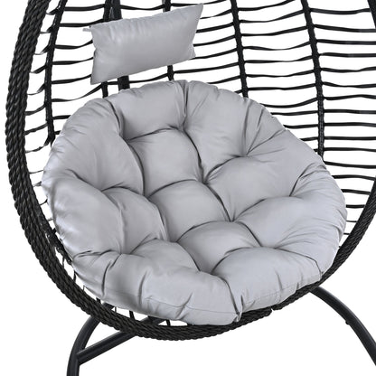 U_STYLE Indoor Outdoor Hanging Hammock Chair with Stand, Foldable Rattan Egg Swing Chair with Iron Frame and Plush Cushion & Removable Headrest,Suitable for Porch Garden,Balcony,Indoor - 1st Choice Furniture Direct