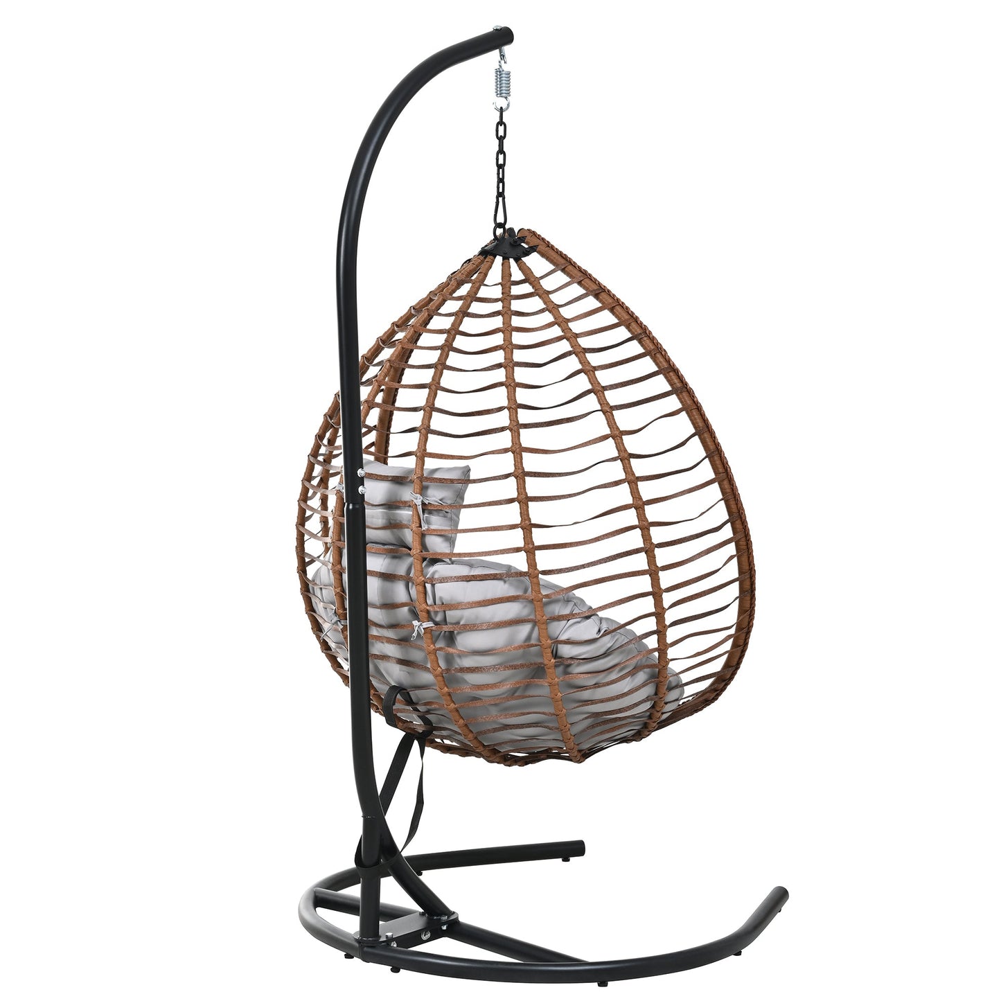 U_STYLE Indoor Outdoor Hanging Hammock Chair with Stand, Foldable Rattan Egg Swing Chair with Iron Frame and Plush Cushion & Removable Headrest,Suitable for Porch Garden,Balcony,Indoor - 1st Choice Furniture Direct